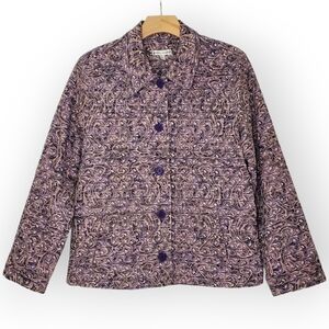 Vintage Rebecca Malone Women’s Shirt Style Jacket Shacket In Purple Print sz LG
